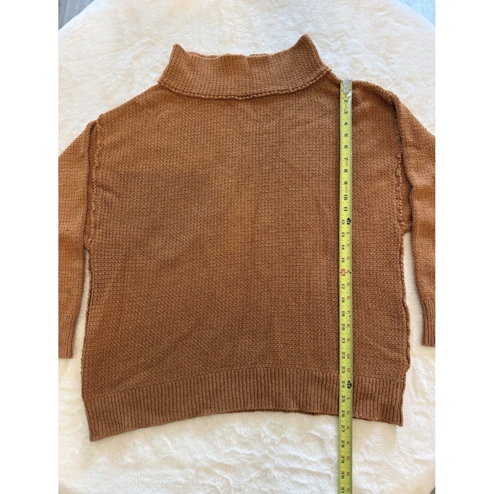 Free People Cowl Neck Relaxed Fit Cotton Knit Pullover Sweater Brown Medium